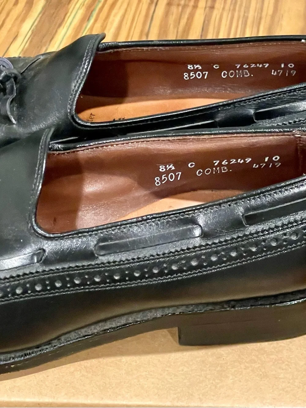 Allen Edmonds Manchester Black Leather Wingtip Tassel Loafers Mens 8.5 C 8507⁠